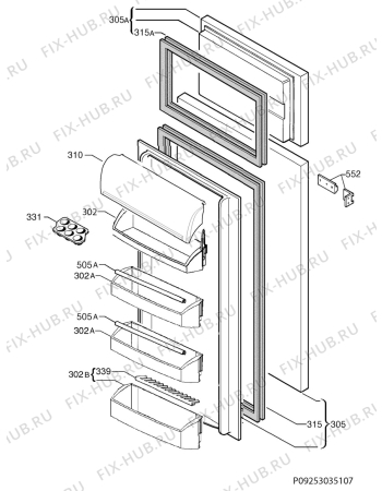 Взрыв-схема холодильника Zanussi ZBT6204 - Схема узла Door 003