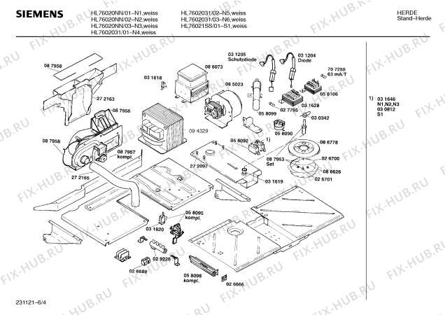 Схема №5 HL76020DK с изображением Корпус духовки для плиты (духовки) Siemens 00231025