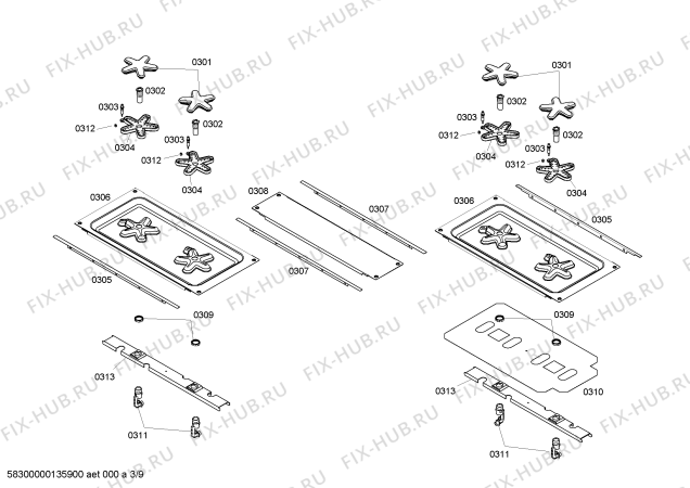 Схема №6 PRD304EHU Thermador с изображением Панель для плиты (духовки) Bosch 00476084