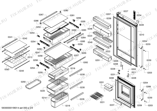 Схема №3 KG49NH10 с изображением Выдвижной ящик для холодильника Siemens 00701090