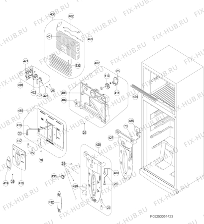 Взрыв-схема холодильника Zanussi ZRT344FXO1 - Схема узла Section 2