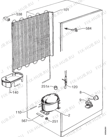 Взрыв-схема холодильника Castor CF280DS - Схема узла Cooling system 017