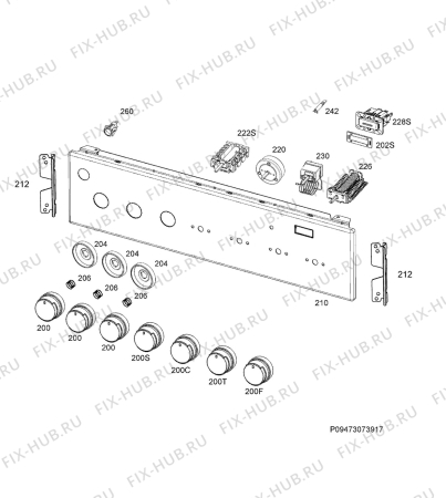 Взрыв-схема плиты (духовки) Electrolux EKM60900OW - Схема узла Command panel 037