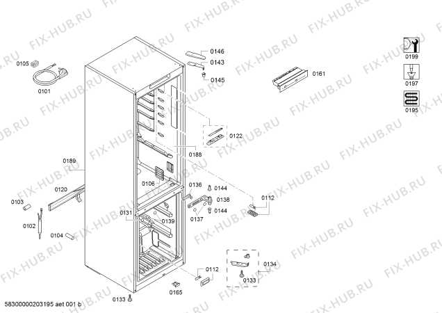 Схема №4 KGN39XW3P Bosch с изображением Уплотнитель двери для холодильной камеры Bosch 00775819