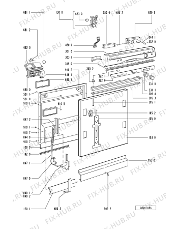Взрыв-схема посудомоечной машины Whirlpool ADG 975/3 AVM - Схема узла