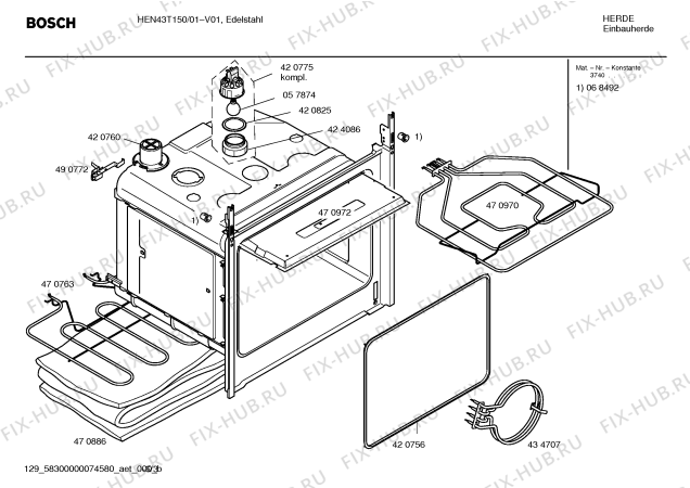 Взрыв-схема плиты (духовки) Bosch HEN43T150 - Схема узла 03