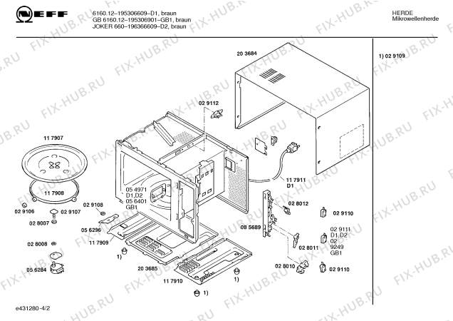 Схема №3 HF1600 с изображением Корпус для микроволновой печи Bosch 00085689