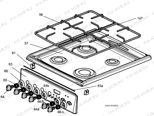 Взрыв-схема плиты (духовки) Electrolux EKK513500W - Схема узла Section 4