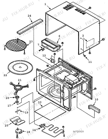 Взрыв-схема микроволновой печи Electrolux NF3062 - Схема узла H40 Housing, glass tray  C