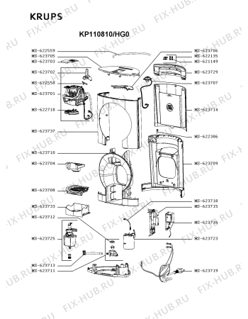 Схема №1 PJ110554/7Z0 с изображением Холдер фильтра  для электрокофемашины Krups MS-623715