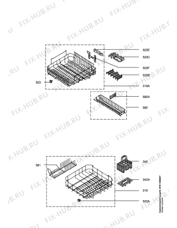 Взрыв-схема посудомоечной машины Arthur Martin ASI2665-X - Схема узла Baskets, tubes 061