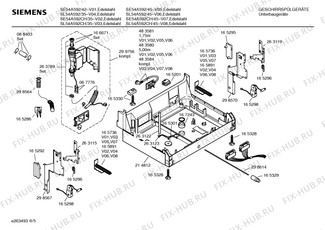 Схема №5 SE54A592CH с изображением Инструкция по эксплуатации для посудомоечной машины Siemens 00586509