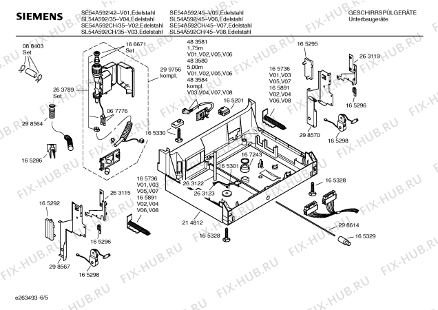 Взрыв-схема посудомоечной машины Siemens SE54A592 - Схема узла 05