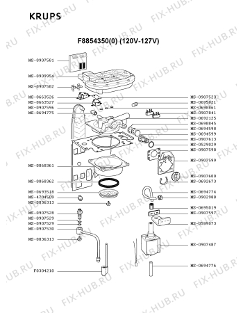 Взрыв-схема кофеварки (кофемашины) Krups F8854350(0) - Схема узла NP001863.5P3