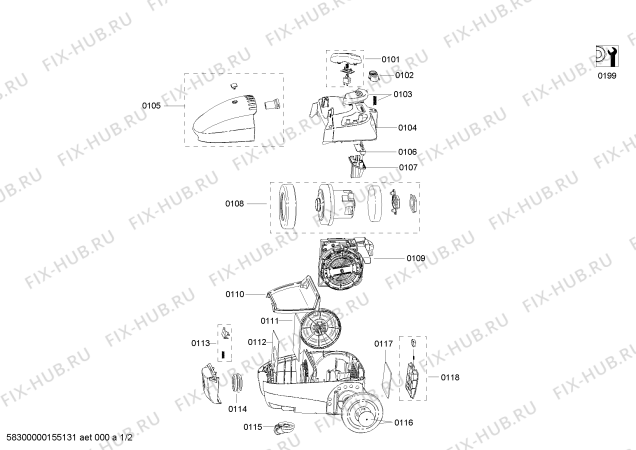 Схема №1 AS2200 с изображением Кабельная катушка для мини-пылесоса Bosch 00654702