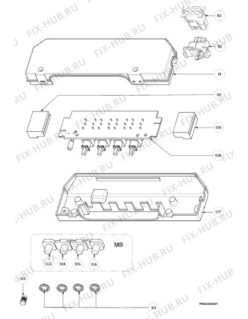 Взрыв-схема вытяжки Tricity Bendix CH710X - Схема узла Section 2