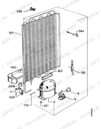 Взрыв-схема холодильника Zanussi ZC244R - Схема узла Cooling system 017