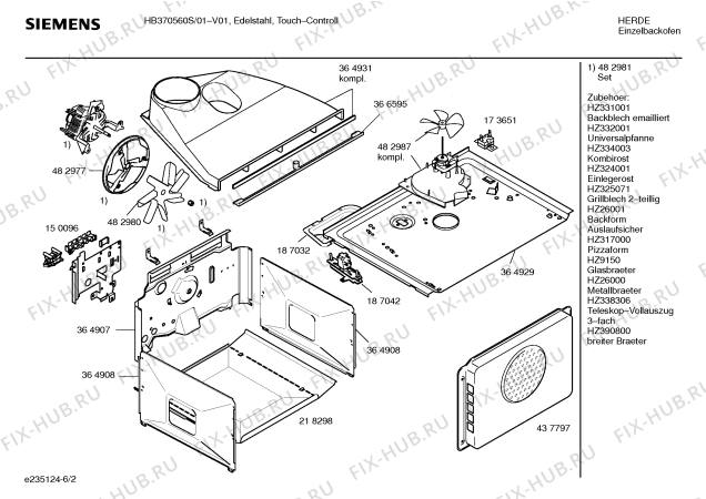 Схема №5 HB370560S с изображением Инструкция по эксплуатации для духового шкафа Siemens 00589529
