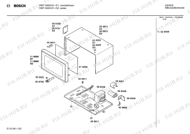 Схема №3 HMT602A с изображением Панель для свч печи Bosch 00088866