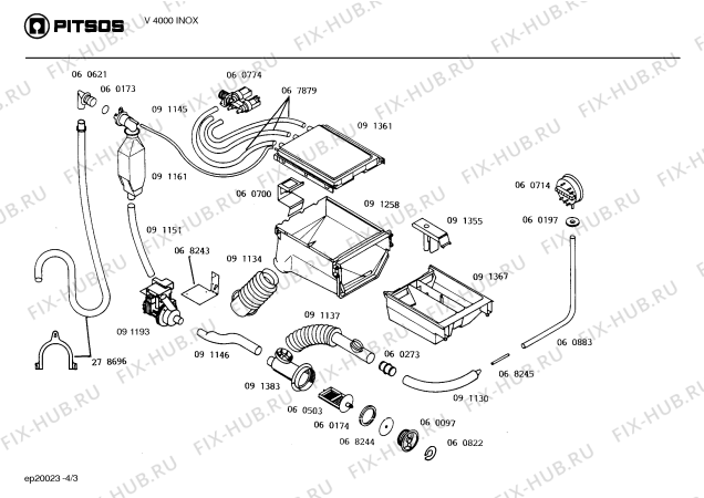 Схема №3 V2900INOXGB с изображением Шланг для стиралки Bosch 00091137