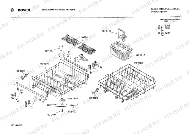 Взрыв-схема посудомоечной машины Bosch 0730202711 SMU52005 - Схема узла 05