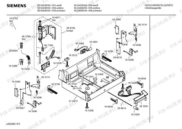 Взрыв-схема посудомоечной машины Siemens SE54230 - Схема узла 05