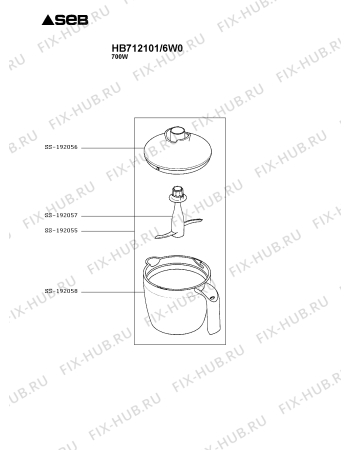 Взрыв-схема блендера (миксера) Seb HB712101/6W0 - Схема узла WP003567.2P2