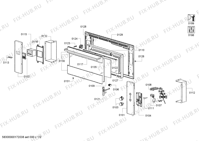 Схема №2 HBX33R51 с изображением Панель управления для духового шкафа Bosch 00743220
