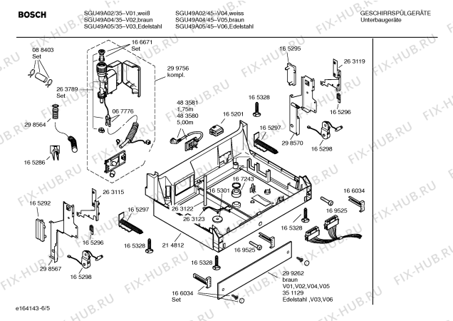 Взрыв-схема посудомоечной машины Bosch SGU49A04 Silence comfort - Схема узла 05