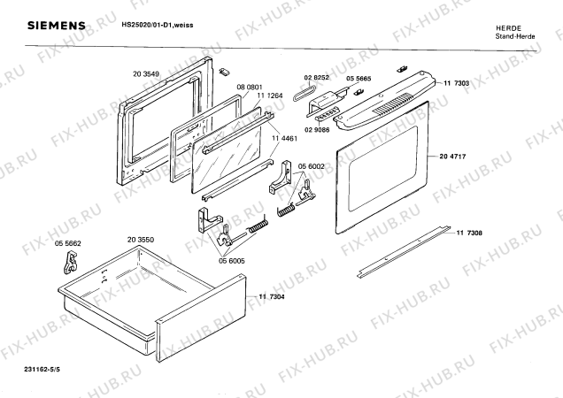 Взрыв-схема плиты (духовки) Siemens HS25020 - Схема узла 05