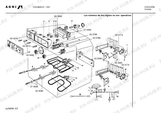 Взрыв-схема плиты (духовки) Agni COLIMACA COLIMA CA - Схема узла 03