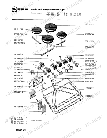 Взрыв-схема плиты (духовки) Neff 1114842006 1484/261F - Схема узла 06