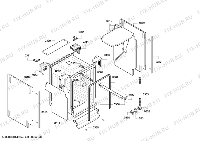Взрыв-схема посудомоечной машины Bosch SRV55T34RU - Схема узла 03