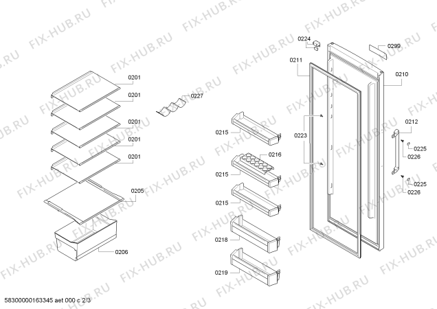 Схема №2 KSV33NW30 с изображением Инструкция по эксплуатации для холодильной камеры Bosch 00727867