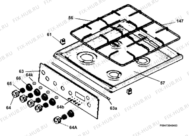 Взрыв-схема плиты (духовки) Electrolux EKG513104W - Схема узла Section 4