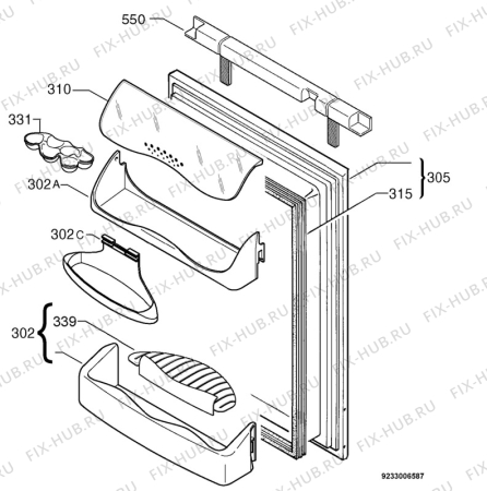 Взрыв-схема холодильника Zanussi ZUD9154A - Схема узла Door 003