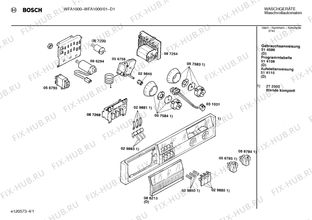 Схема №3 WFA1000 с изображением Панель для стиральной машины Bosch 00272503