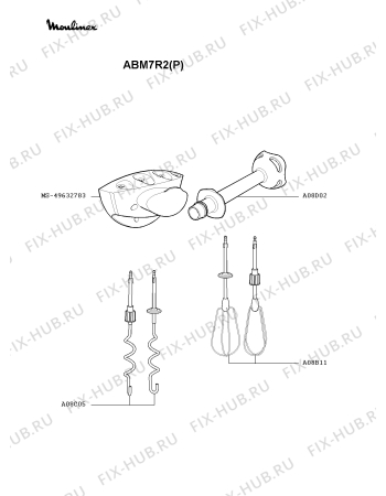 Схема №2 ABM341(P) с изображением Моторчик для блендера (миксера) Moulinex MS-5566970