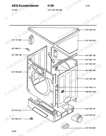 Взрыв-схема стиральной машины Blomberg TA 462-W - Схема узла Section1