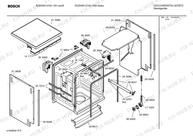 Взрыв-схема посудомоечной машины Bosch SGS49A12 Silence comfort - Схема узла 03