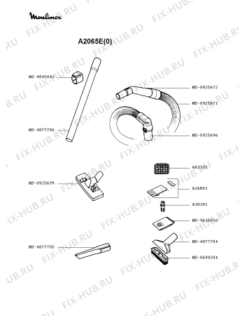 Взрыв-схема пылесоса Moulinex A2065E(0) - Схема узла YP002318.2P2