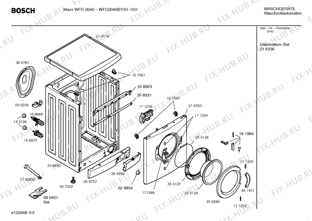 Взрыв-схема стиральной машины Bosch WFO2040BY Maxx WFO 2040 - Схема узла 02
