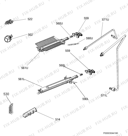 Взрыв-схема плиты (духовки) Zanussi ZCG663GX - Схема узла Functional parts