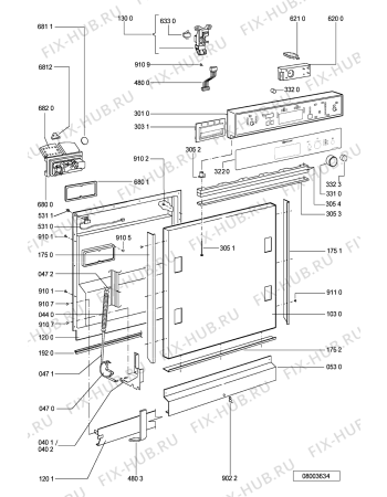Схема №1 GSUS 4421/1 BR с изображением Панель для посудомоечной машины Whirlpool 481245372448