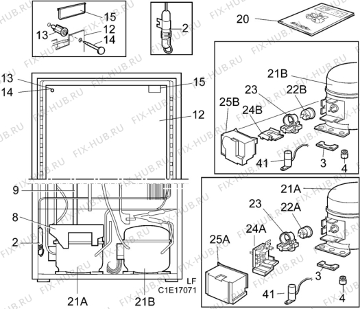 Взрыв-схема холодильника Aeg 1855-5KF+ - Схема узла C10 Cold, users manual