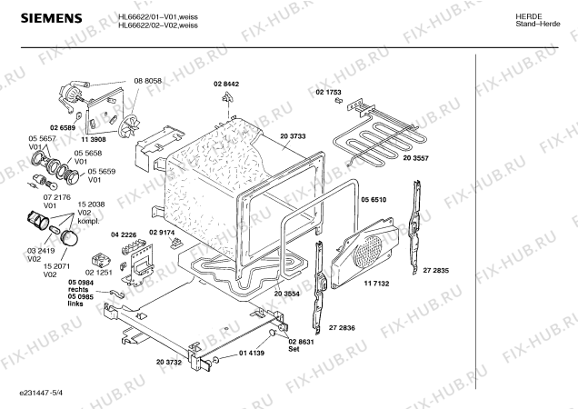 Взрыв-схема плиты (духовки) Siemens HL66622 - Схема узла 04