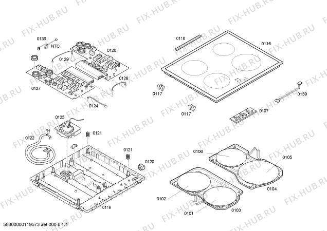 Схема №1 PIE640Q01E inducc.bosch.60cm.4i.s/marco.tc_sq с изображением Стеклокерамика для духового шкафа Bosch 00477113