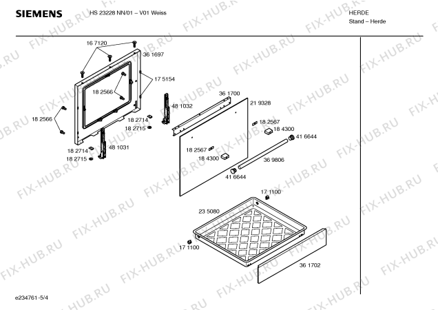Схема №4 HS23228NN с изображением Инструкция по эксплуатации для электропечи Siemens 00587891