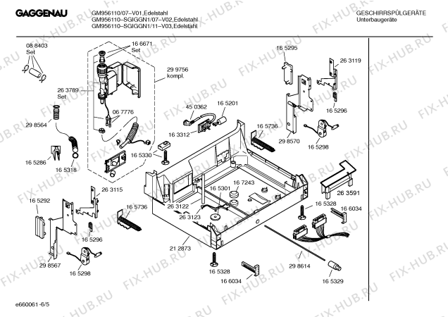 Взрыв-схема посудомоечной машины Gaggenau SGIGGN1 GM956110 - Схема узла 05