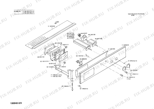 Взрыв-схема плиты (духовки) Bosch 0750452070 EB680EA - Схема узла 03